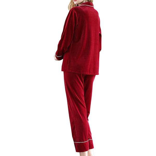 Sidiou Group Anniou Mens Long Sleeve Pajama Sets for Women Winter Two Piece Nightwear Ladies Pyjama Sets 2 Piece Sleepwear Nightwear Set Top and Pants