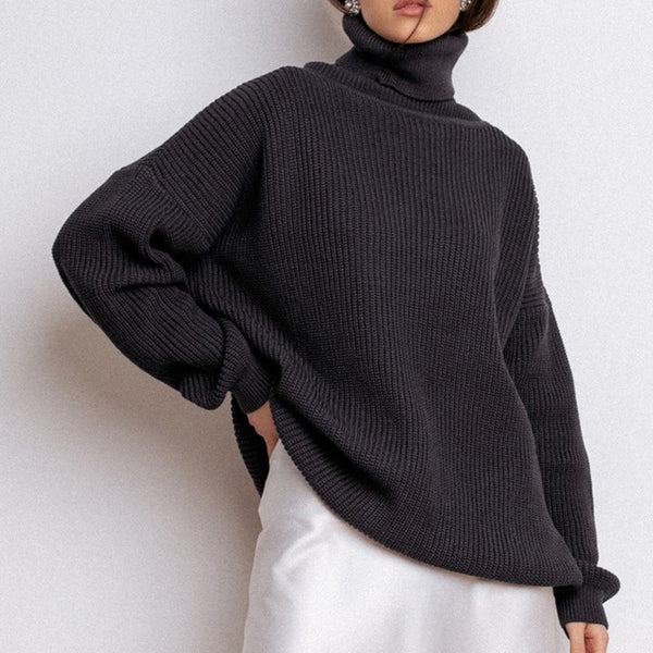 Sidiou Group Anniou Women's Oversize Sweater Turtleneck Long Sleeve Autumn Winter Loose Long Jumper Knitted Warm Sweaters for Women