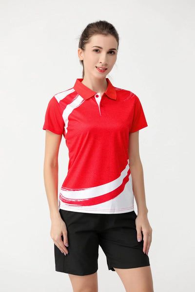 Wholesale Summer Cheap Casual Short-sleeved 100 % Polyester Polo T-shirt  Sublimation Customized Design Women's Polo Shirt Printed Golf Shirts