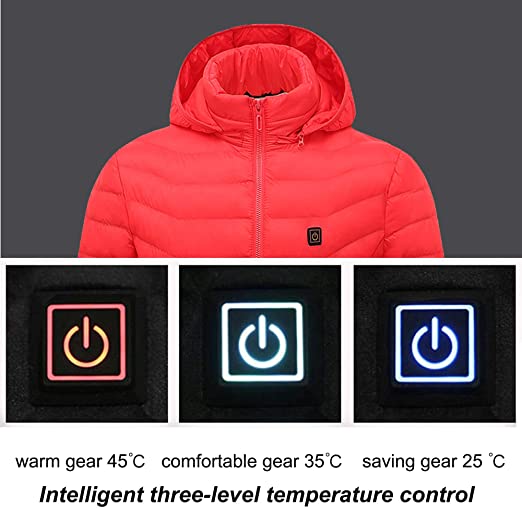 Sidiou Group Anniou Electric Heated Jacket Adjustable Temperature USB Heated Clothing Winter Warm Down Jacket Hoodie(Packing Not Include Power Bank)