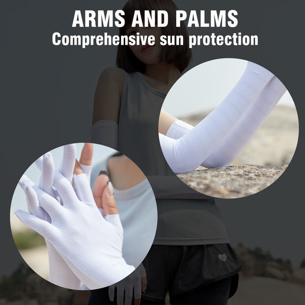 Sidiou Group Anniou Two Finger Fingerless Touch Women UPF50+ Sunscreen Cuff Sleeve Ice Silk Anti UV Cooling Arm Sleeves for Fishing Sports Arm Guard