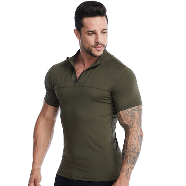 Sidiou Group Anniou Summer Men's Short Sleeve Tight Sports T-shirt Thin Vest Quick Dry Gym Clothing Breathable Fitness Jogging Suit