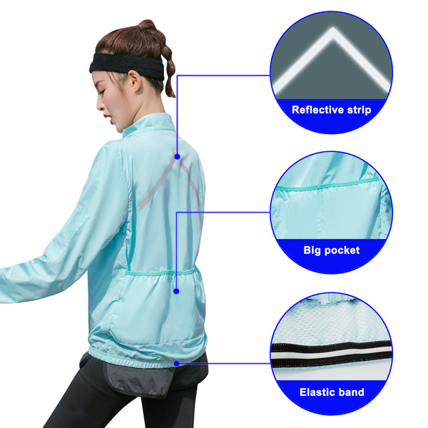 Sidiou Group Anniou Women UPF40+ Anti UV Jacket Ykk Zipper Quick-Dry Sun-Protection Waterproof Windbreaker Reflective for Running Cycling Hiking