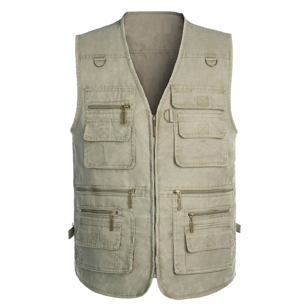 Sidiou Group Anniou Mens Summer Outdoor  Cotton V-neck Fishing Vest Multi Pocket Gilet Casual Breathable Photography Vests Camping Hunting Waistcoat