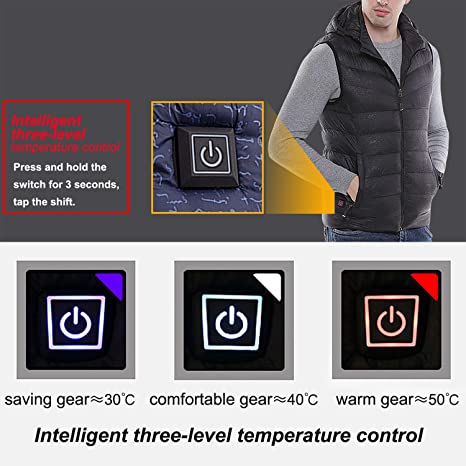 Sidiou Group Anniou USB Heated Vest Adjustable Temperature Electric Heating Vest Rechargeable Heated Down Gilet Vest (Not Included Power Bank)