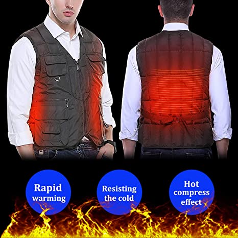 Sidiou Group Anniou Men Heated Waistcoat USB Electric Heated Vest Rechargeable Heating Clothing Lightweight Down Gilet Vest  (Not Included Power Bank)