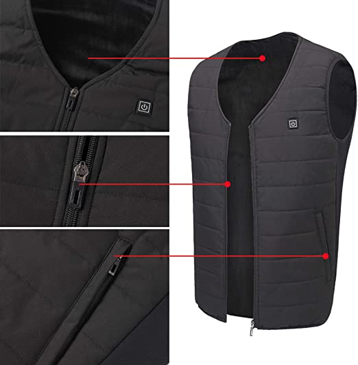 Sidiou Group Anniou Adjustable USB Electric Heated Vest Temperature Heating Clothing Down Jacket Vest Warm Gilet Vest for Men and Women（Without Power Bank）