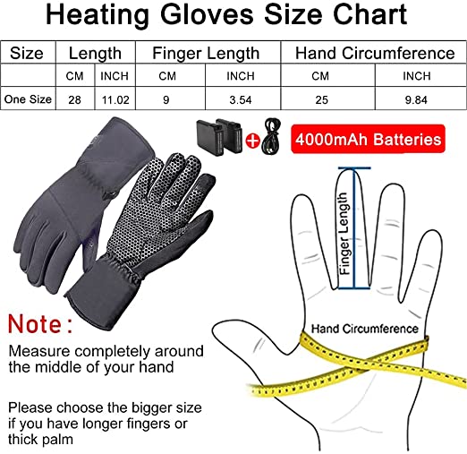 Sidiou Group Anniou Unisex Graphene Heating Gloves 3-Level Adjustable Temperature Electric Heated Gloves Rechargeable Non-slip Riding Heated Ski Gloves