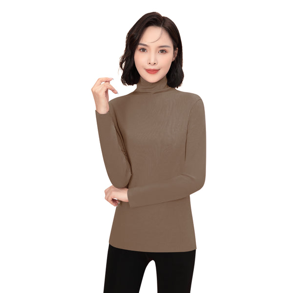 Sidiou Group Winter Thickened High Neck Thermal Underwear Top Winter Fleece Shirt Warm Cotton Long Sleeve Top For Women