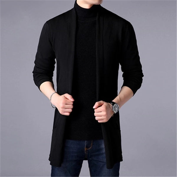 Sidiou Group Anniou Sweater Coats Men New Fashion Autumn Men's Slim Long Solid Color Knitted Jacket Fashion Men's Casual Sweater Cardigan Coats