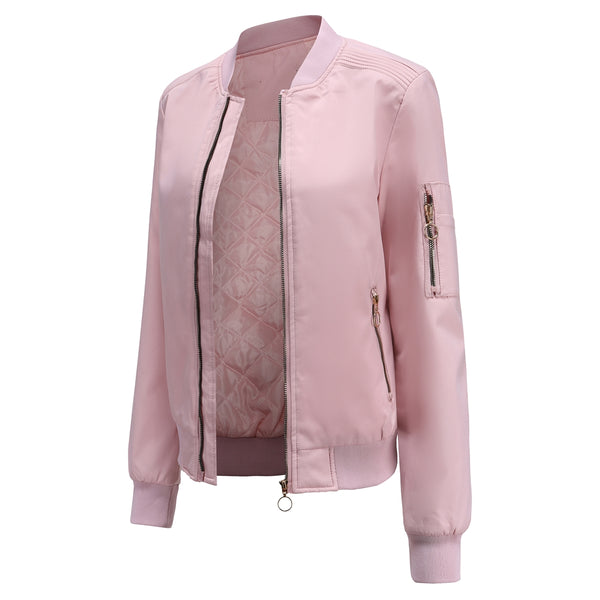 Sidiou Group Anniou High Quality Autumn Winter Women Fashion Casual Cotton Bomber Jackets Full Zip Stand-up Collar Bomber Jacket