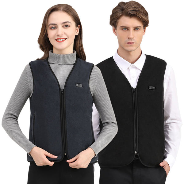 Sidiou Group Anniou Men Women Smart Dual-control Self-heating Thermal Clothes USB Heated Vest Electric Heating Jacket（Without Power Bank）