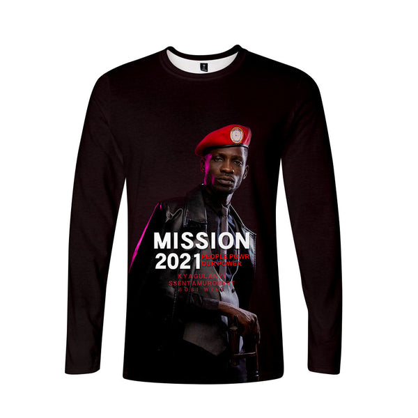Sidiou Group Anniou Custom Polyester 3D Digital Printing Long Sleeve Africa Uganda Presidential T shirt For Unisex