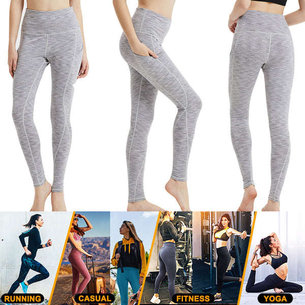 Sidiou Group Anniou Women Sports Leggings High Waist Elastic Fitness Yoga Pants with Pockets Workout Gym Tight Running Pants