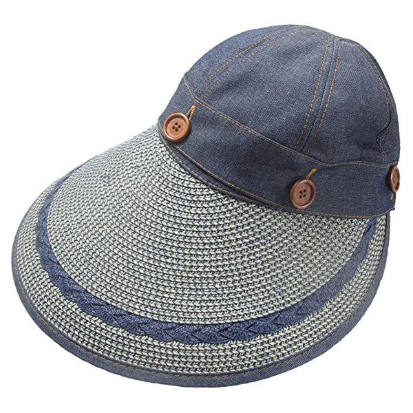 Sidiou Group Anniou Summer Empty Top Hats Cowboy Hat With Broad Brim Folding Straw Hat Detachable Sun Visor Hat Beach Hats for Women