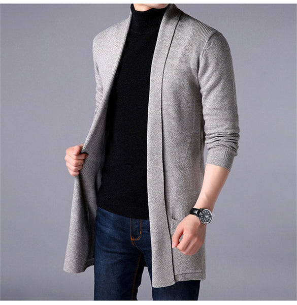 Sidiou Group Anniou Sweater Coats Men New Fashion Autumn Men's Slim Long Solid Color Knitted Jacket Fashion Men's Casual Sweater Cardigan Coats