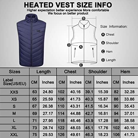 Sidiou Group Anniou Men Women Double Switch Adjustable Temperature USB Heated Waistcoat Washable Warm Heating Gilet (Package Not Included Power Bank)