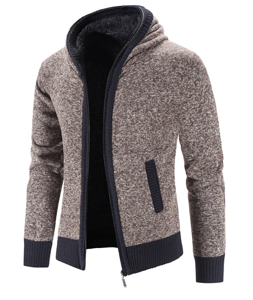 Sidiou Group Anniou Autumn Winter Men's Zipper Cardigan Fashion Long Sleeves Sweaters Casual Solid Hooded Sweater