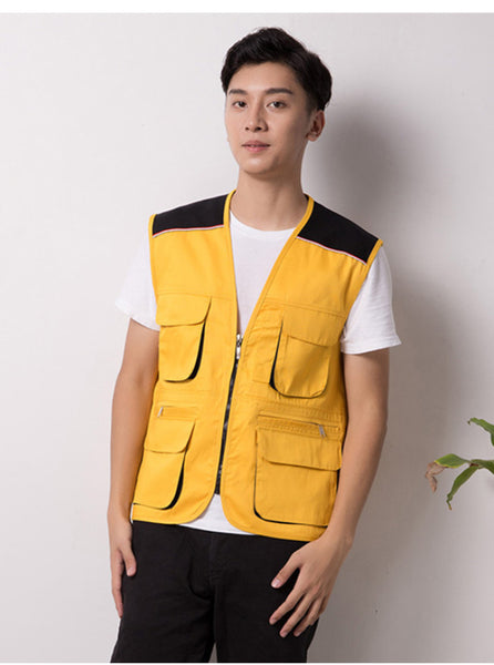 Sidiou Group Spring Autumn Customized Work Vest Multi-pockets Fishing And Photography Workshop Embroidery Uniforms Custom Printed Mens Vest