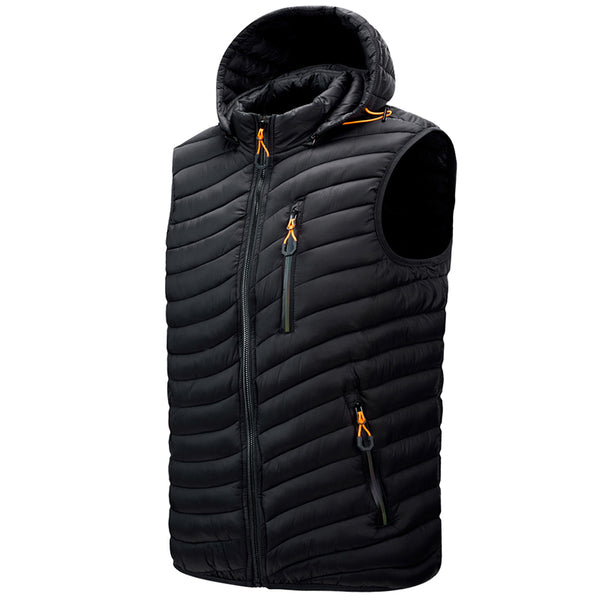Sidiou Group Anniou Winter Men Cold Cotton-padded Zipper Vest Detachable Hat Warm Waistcoat Jacket Sleeveless Outer Wear Puffer Vest Lightweight