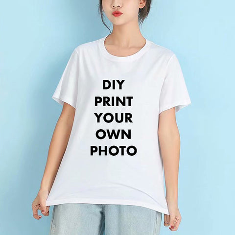 Sidiou Group Custom Print Your Photo Or Logo T-shirts No Minimum Casual Short Sleeve Women Customize Tshirts Cotton Personalized T Shirts