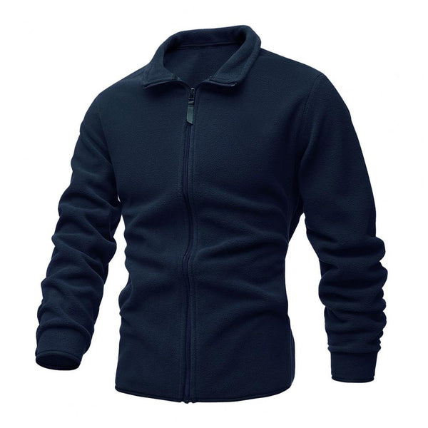 Sidiou Group Anniou Men Casual Jackets Solid Color Double-Faced Fleece Jacket Autumn Winter Zipper Lapel Long Sleeve Coat