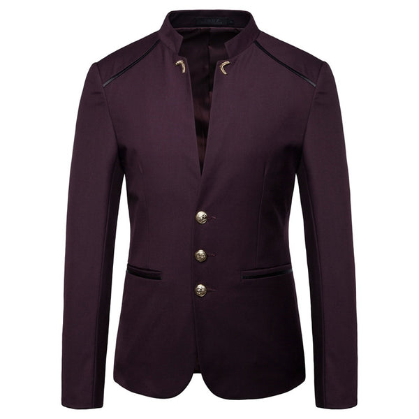 Sidiou Group Anniou Autumn New Men Fashion Blazer Men's Stand Collar Three Button Suit Coat Slim Large Size Business Casual Suit