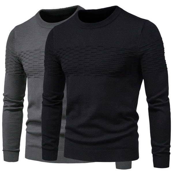 Sidiou Group Anniou Men Winter New Casual Solid Thick Wool Cotton Sweater Pullover High Elasticity Fashion Slim Fit Roune-Neck Sweater