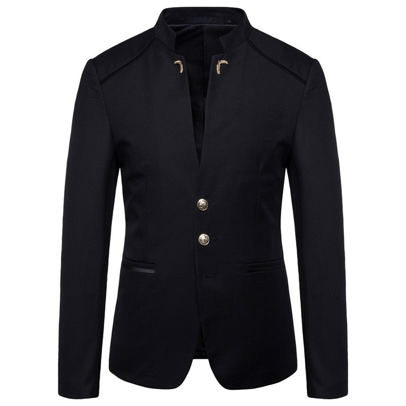 Sidiou Group Anniou Autumn New Men Fashion Blazer Men's Stand Collar Three Button Suit Coat Slim Large Size Business Casual Suit