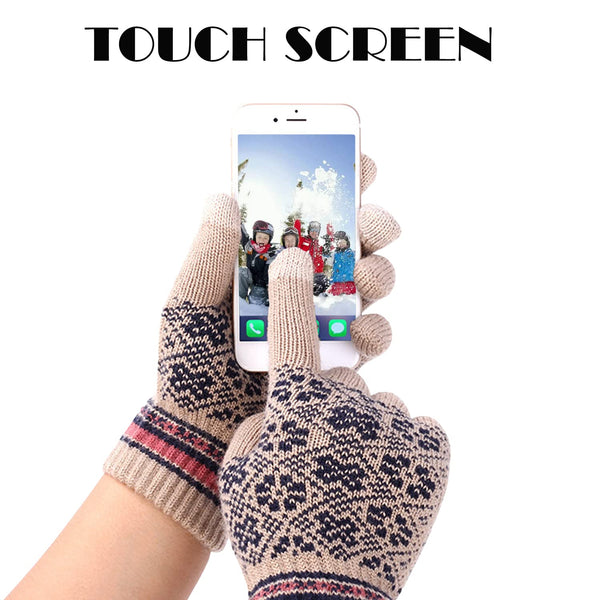 Sidiou Group Winter Women Soft Warm Lining Knitted Beanie Hat Long Scarf Touch Screen Gloves 3 Pcs Set for Outdoor