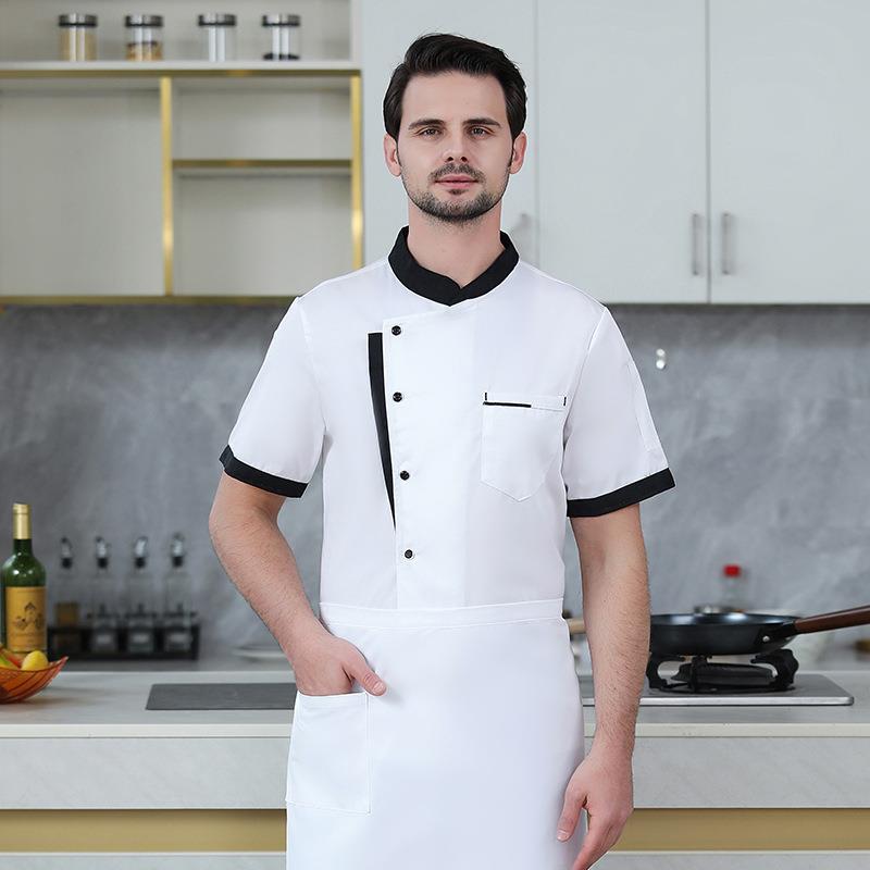 Best Wholesale Workwear Bulk Supplier Custom Logo Hotel Chef Short Sleeve Summer Embroidered Workwear Personalised Work Clothing for Cooking