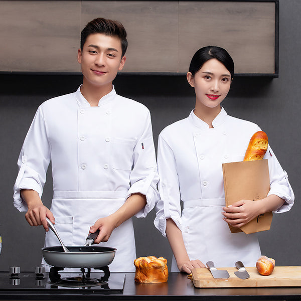 Custom Cheap Hotel Chef Work Clothing Uniform Create Your Own Embroidery Logo Double Breasted Restaurant Kitchen Cooking Coat Workwear