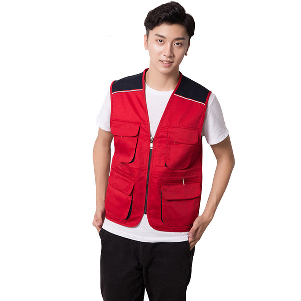 Sidiou Group Spring Autumn Customized Work Vest Multi-pockets Fishing And Photography Workshop Embroidery Uniforms Custom Printed Mens Vest