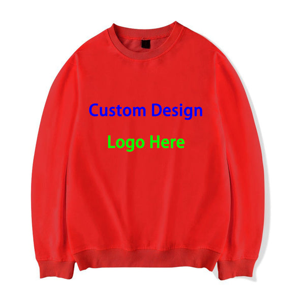 Custom Design Your Own Logo O-Neck Sweatshirt Autumn Long Sleeve Casual Pullovers Hoodies Tops Women Personalised Clothing