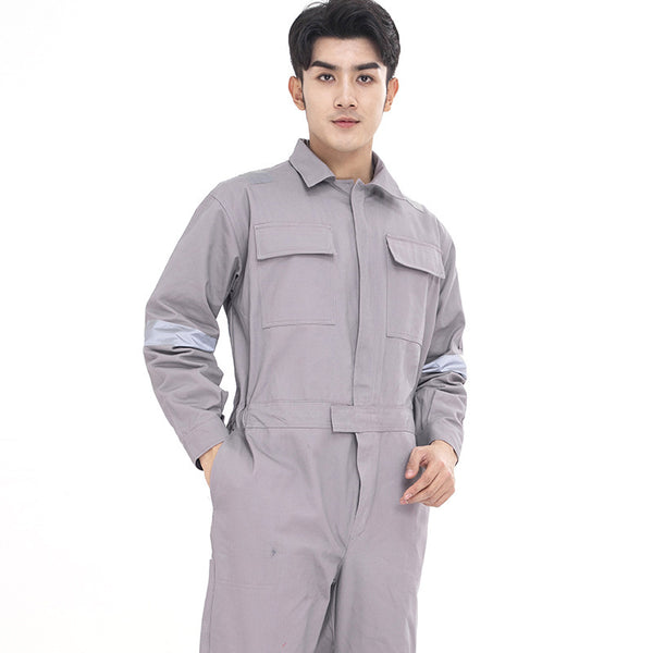 Custom Workwear Logo Printing Long Sleeve Siamese 100% Cotton  Electrician Safety Industrial Work Coveralls Factory Worker Uniform For Men