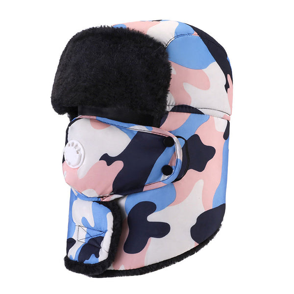 Sidiou Group Winter Cold Windproof Ski Cap Camouflage Fleece Warm Hat With Mask Outdoor Motorcycle Ear Flap Trooper Hat For Unisex