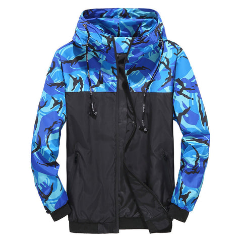 Sidiou Group Anniou New Camouflage Men's Jacket Fashion Sports Hooded Plsh Size Jacket Outdoor Patchwork  Long Sleeve Waterproof Jacket