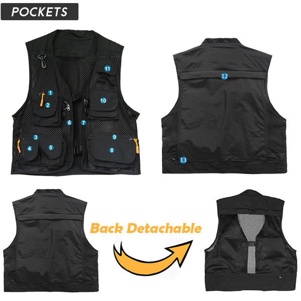 Sidiou Group Anniou Mens Outdoor Quick Dry Summer Mesh Fishing Vest Multi Pocket Gilet Breathable Photography Vests Camping Hunting Waistcoat