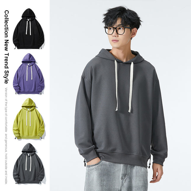 High Quality Men's Sweatshirts Loose Causal Streetwear Pullover Hoodies Custom Logo Blank Drop Shoulder Hooded Sweatshirt