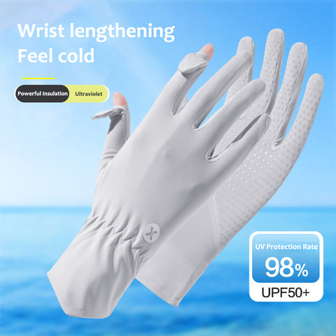 Sidiou Group ANNIOU Professional UPF 50+ Breathable Ice Silk Sun Protection Glove Women Full Finger Anti Slip Sunscreen Gloves For Sports Bike Riding Fishing