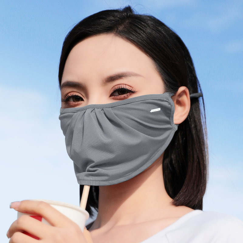 Sidiou Group ANNIOU Anti UV Mask Washable Ice Silk Soft Breathable Woman Sun Protecting Face Cover Outdoor UPF50+ Face Cover Ups
