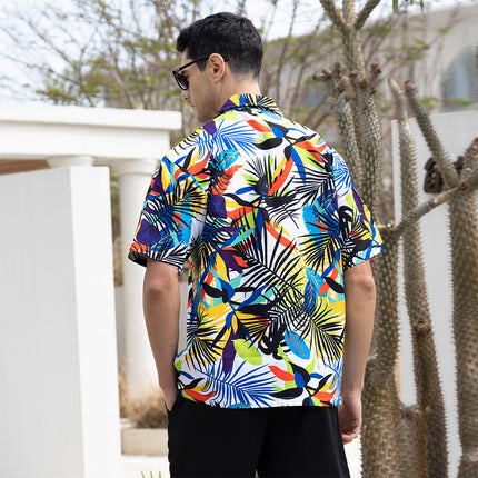 Custom New Hawaiian Floral Shirt For Men Casual Floral Hawaiian Beach Vacation T Shirts Casual Loose Men's Beach Shirt Sets