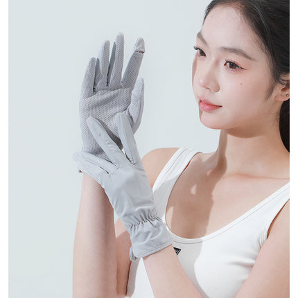 ANNIOU UPF50 Summer Outdoor Sunscreen Cycling Ice Silk Anti Slip Gloves Touch Screen Breathable Sun Protection Gloves for Women