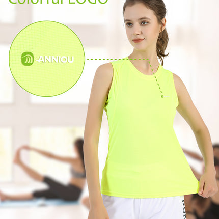 ANNIOU Solid Color Unisex Running Sports Vest Casual Lightweight Breathable Crewneck Quick Dry Yoga Fitness Sleeveless Tank Top