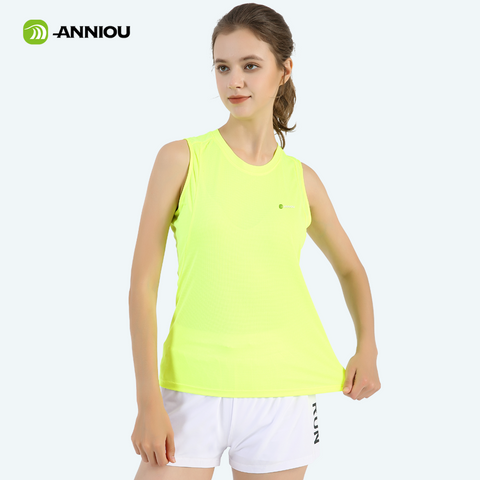 ANNIOU Solid Color Unisex Running Sports Vest Casual Lightweight Breathable Crewneck Quick Dry Yoga Fitness Sleeveless Tank Top