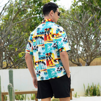 Custom New Hawaiian Floral Shirt For Men Casual Floral Hawaiian Beach Vacation T Shirts Casual Loose Men's Beach Shirt Sets