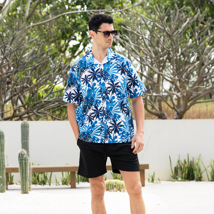 Custom New Hawaiian Floral Shirt For Men Casual Floral Hawaiian Beach Vacation T Shirts Casual Loose Men's Beach Shirt Sets