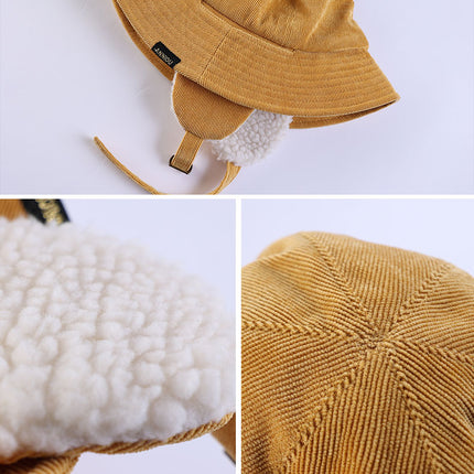 Sidiou Group ANNIOU Casual Autumn Winter Lamb Wool Fisherman Cap Women's Ear Protection Warm Basin Hats Windproof Corduroy Bucket Hat