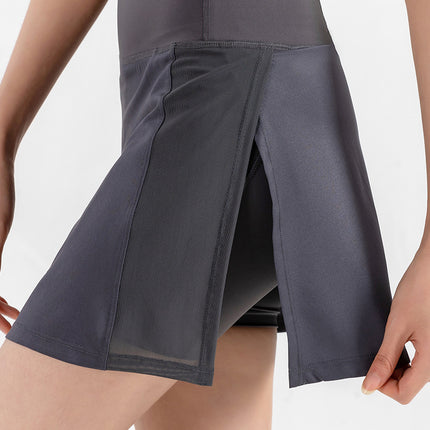 New Women's Solid Sports Skirt Side Slit Double Layer High Waist Yoga Skirts Quick Dry Running Fitness Tennis Skirts With Shorts