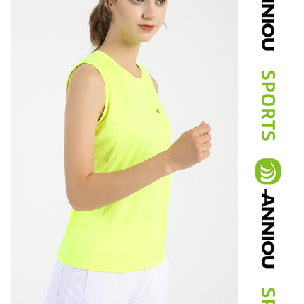 ANNIOU Solid Color Unisex Running Sports Vest Casual Lightweight Breathable Crewneck Quick Dry Yoga Fitness Sleeveless Tank Top